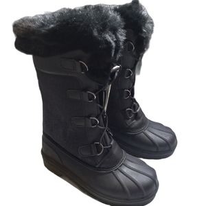 Cat & Jack Youth Girls Snow Boots Black Lace High
